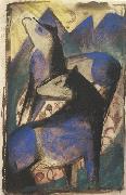 Franz Marc Two Blue Horses (mk34) oil on canvas